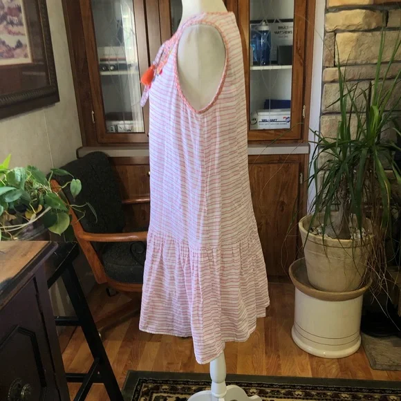 BEACH LUNCH LOUNGE SIZE MEDIUM WHITE/RED STRIPED FULLY LINED DRESS SIZE MEDIUM - Picture 2 of 5